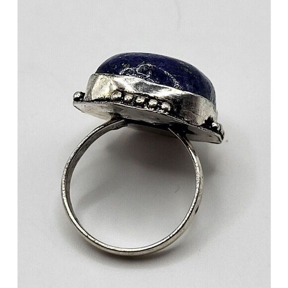 Bohemian Lapis Square Ring sz 10 - Picture 5 of 7
